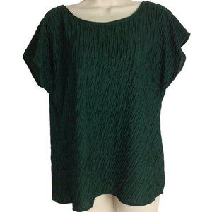 4/$25 Jessica Michelle Vintage Crepe Textured Blouse Top Jade Green Crinkle Sz M